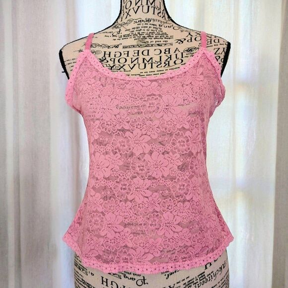 VS PINK Lace Mesh Baby Lollipop Pink Sexy Cami - Picture 1 of 7